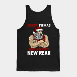 Merry Fitmas And A Happy New Rear I Christmas Fitness Santa graphic Tank Top